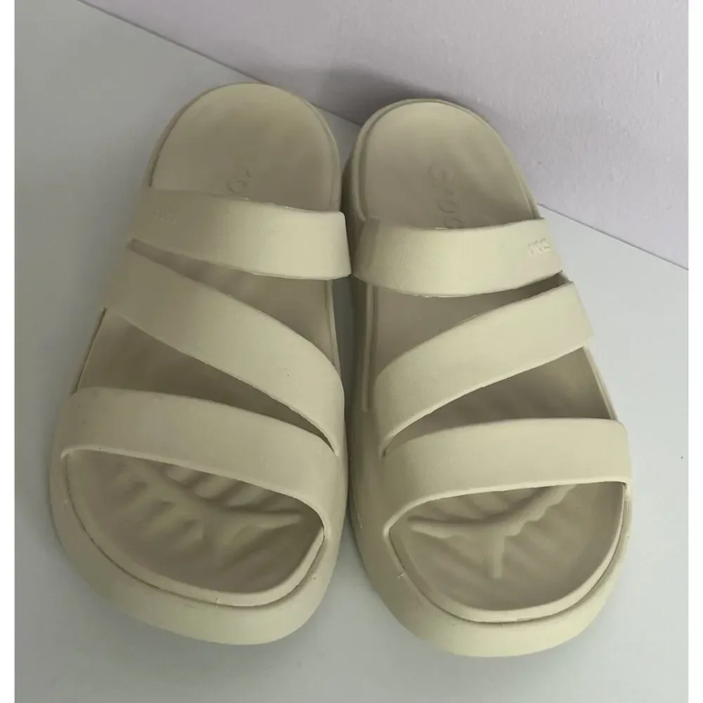 Crocs Getaway Strappy Slide Sandals Womens Size 9 Stucco Comfort Casual